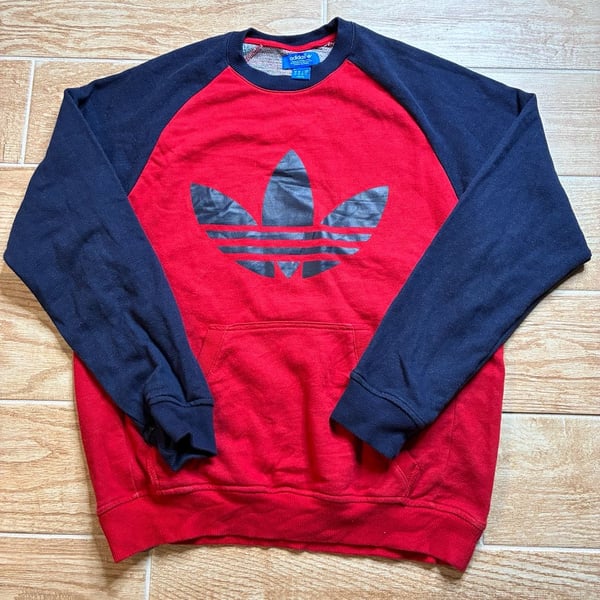 Adidas Trefoil Sweatshirt Size M Red Blue Raglan Vintage