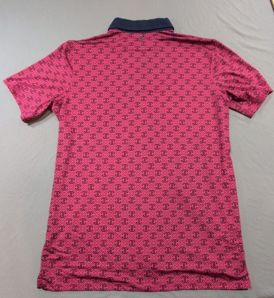 Greyson West Flag Golf Polo Size L Red Blue Monogram Print Short Sleeve #Golf
 7