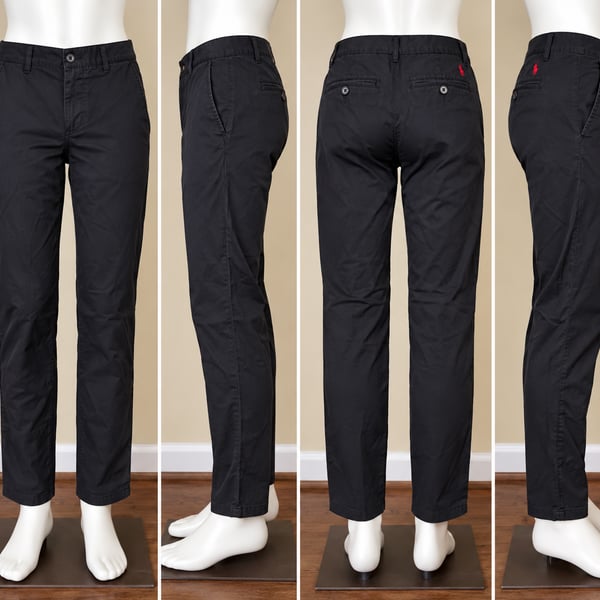 Polo Ralph Lauren Boys Size 18 Black Chino Pants Red Pony Straight Leg