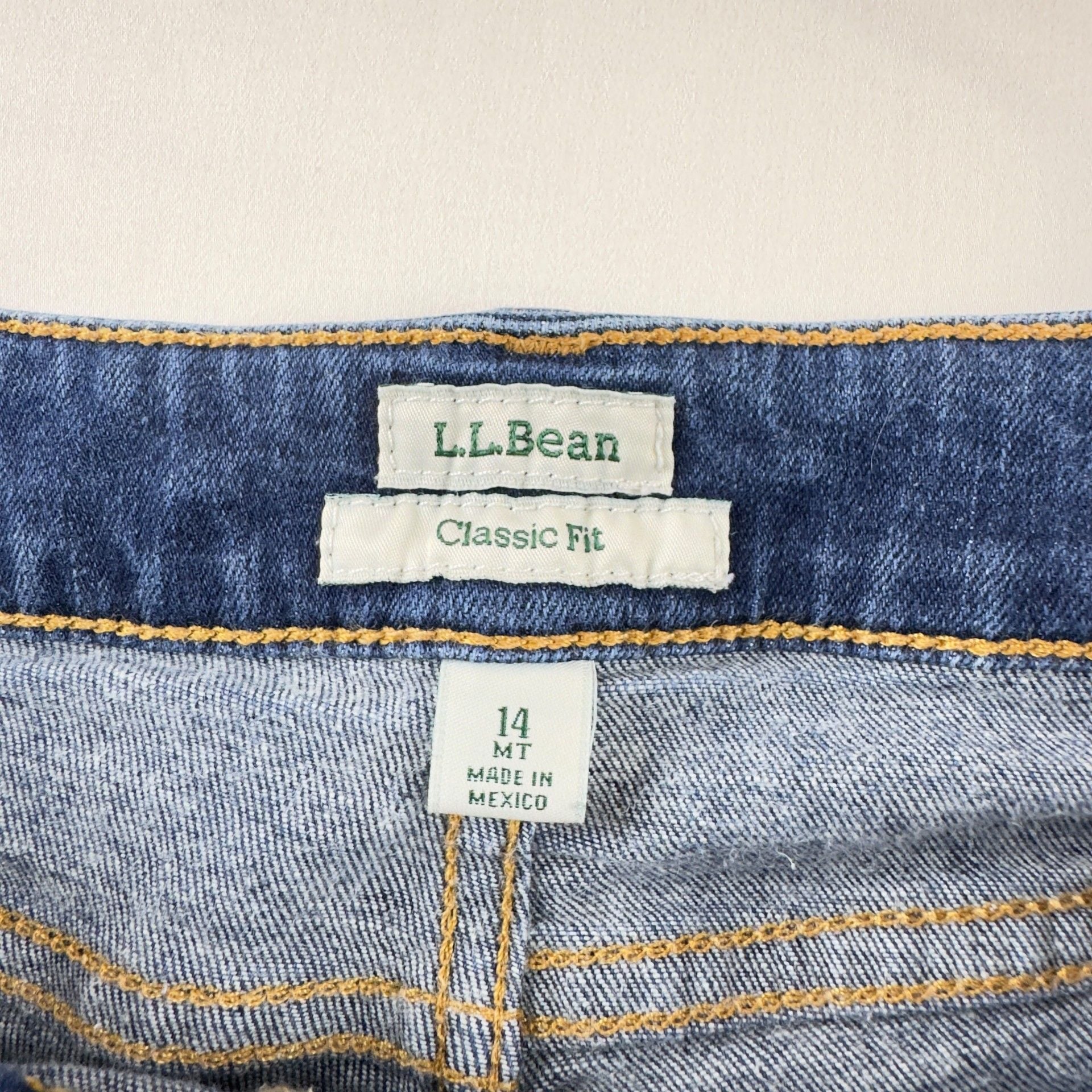 L.L. Bean Classic Fit Jeans Size 14 MT Blue Denim Raw Hem 3