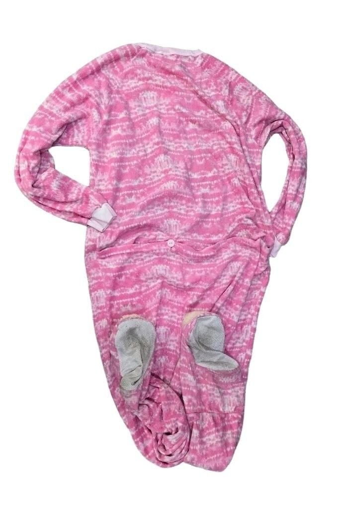 Pink Fleece One Piece Pajama Funky Monkey Womans Adult 2XL 5