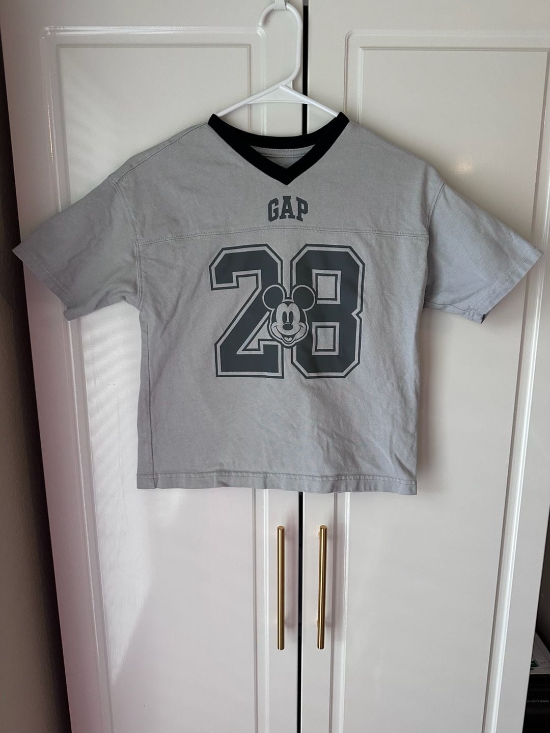 Gap Kids Mickey Mouse Varsity T-Shirt Kids Size L Gray Disney Graphic 1