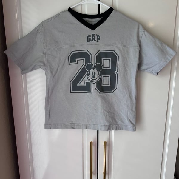 Gap Kids Mickey Mouse Varsity T-Shirt Kids Size L Gray Disney Graphic