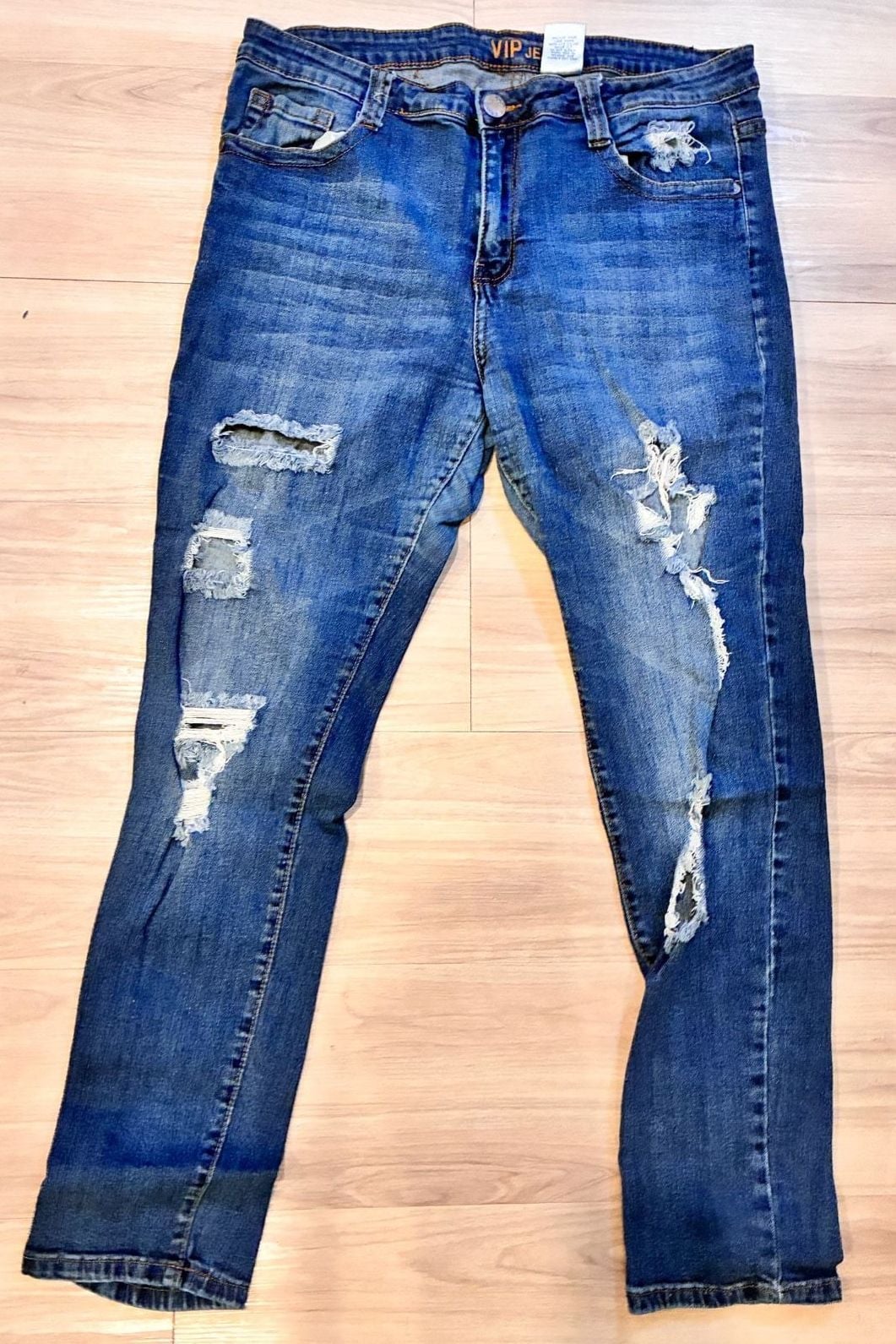 VIP Jeans Women’s 14W Distressed Ripped Skinny Jeans Medium Wash 2