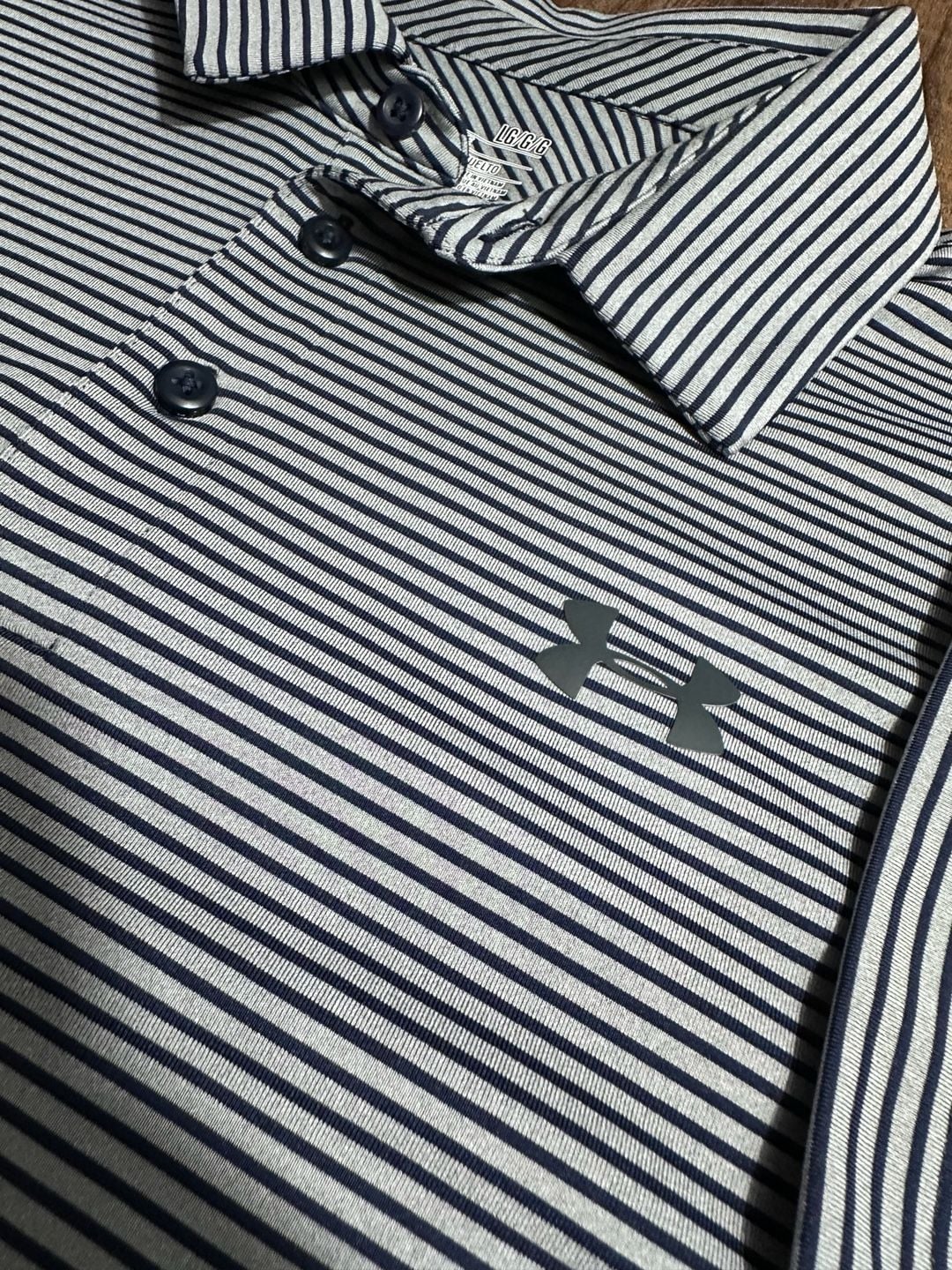 Under Armour HeatGear Polo Shirt Size L Striped Short Sleeve Golf 3