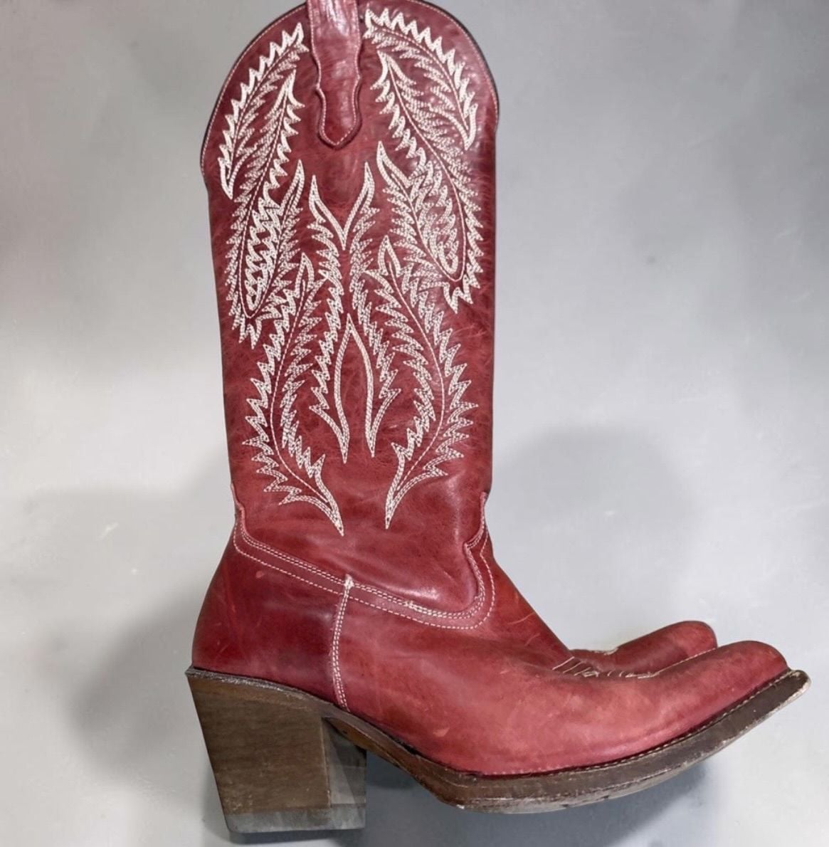Corral E1318 Red Embroidery Tall Top Snip Toe Cowboy Boots size 8 M 10