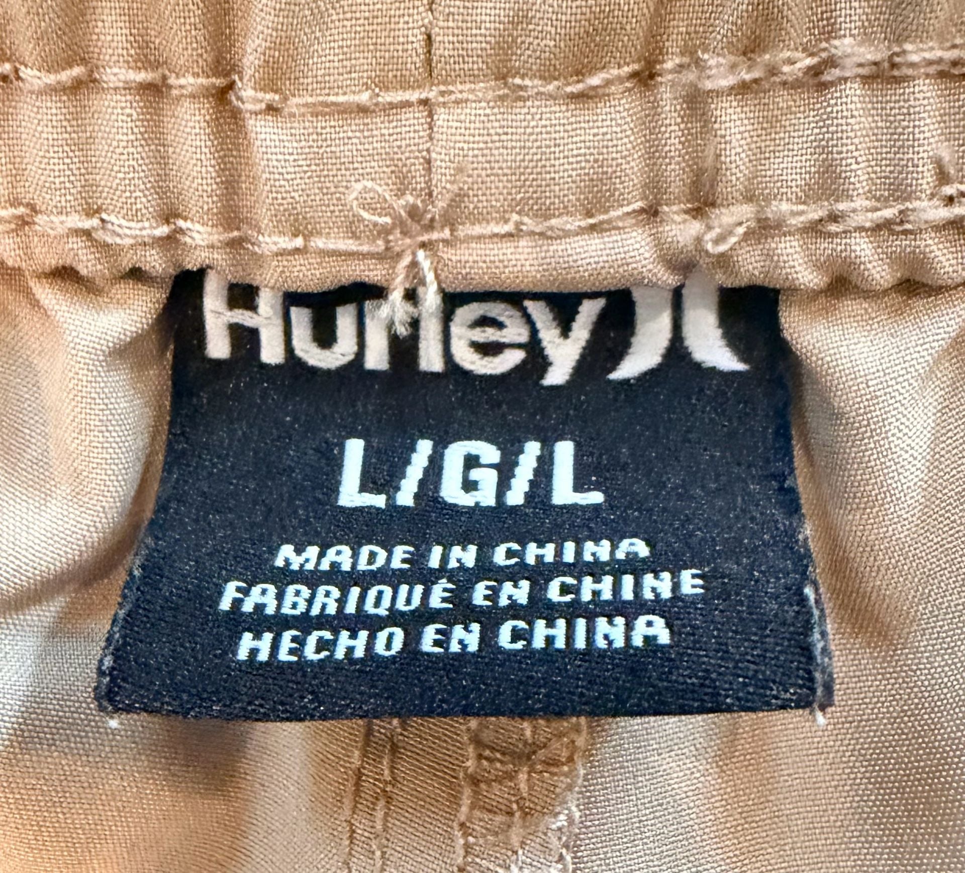 Hurley Cargo Jogger Pants Size L Tan Elastic Waist Pocket 5