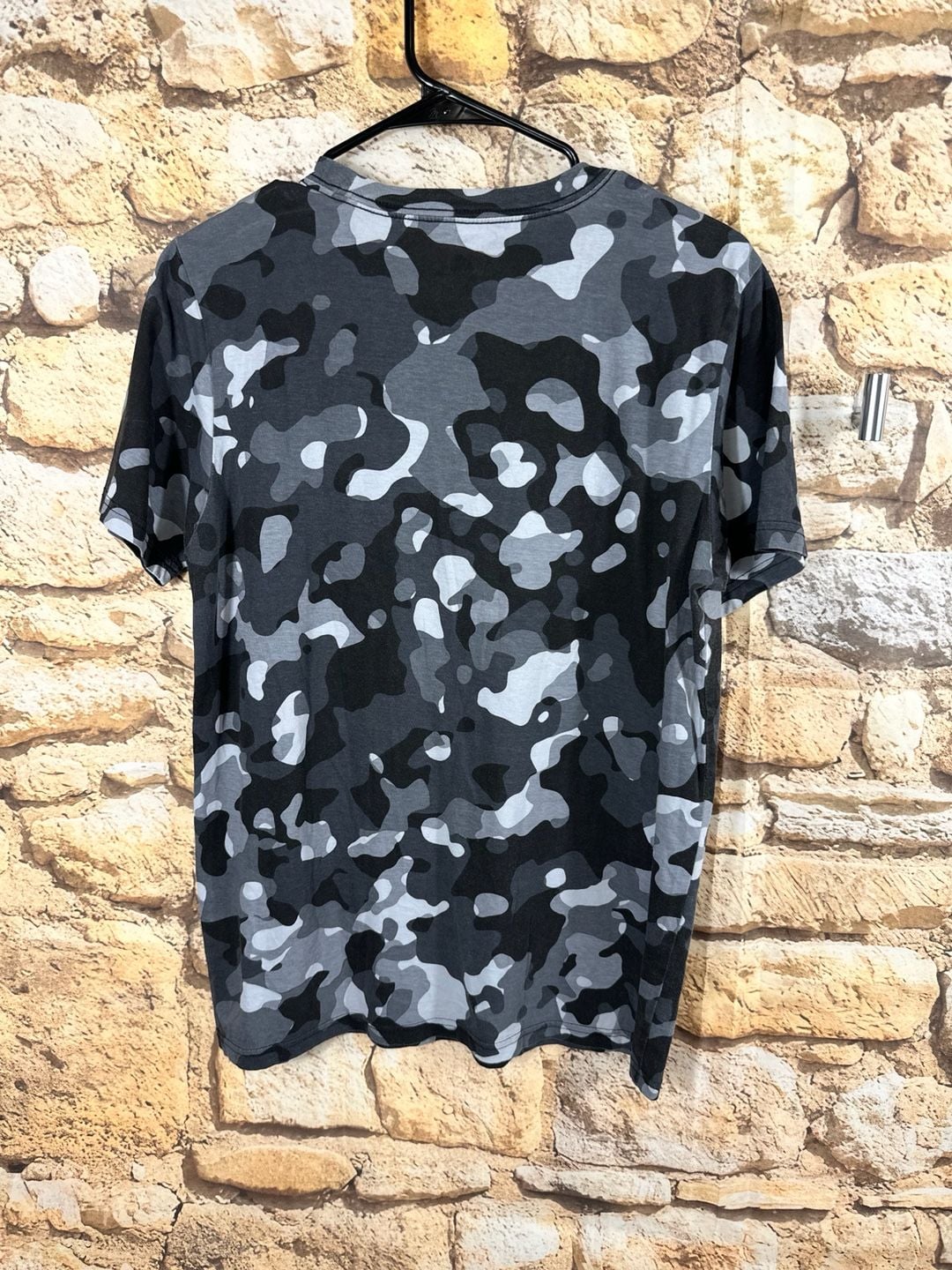 Adidas Camo Allover Print T-Shirt Size XL 18/20 Grey Black White Logo Tee 4