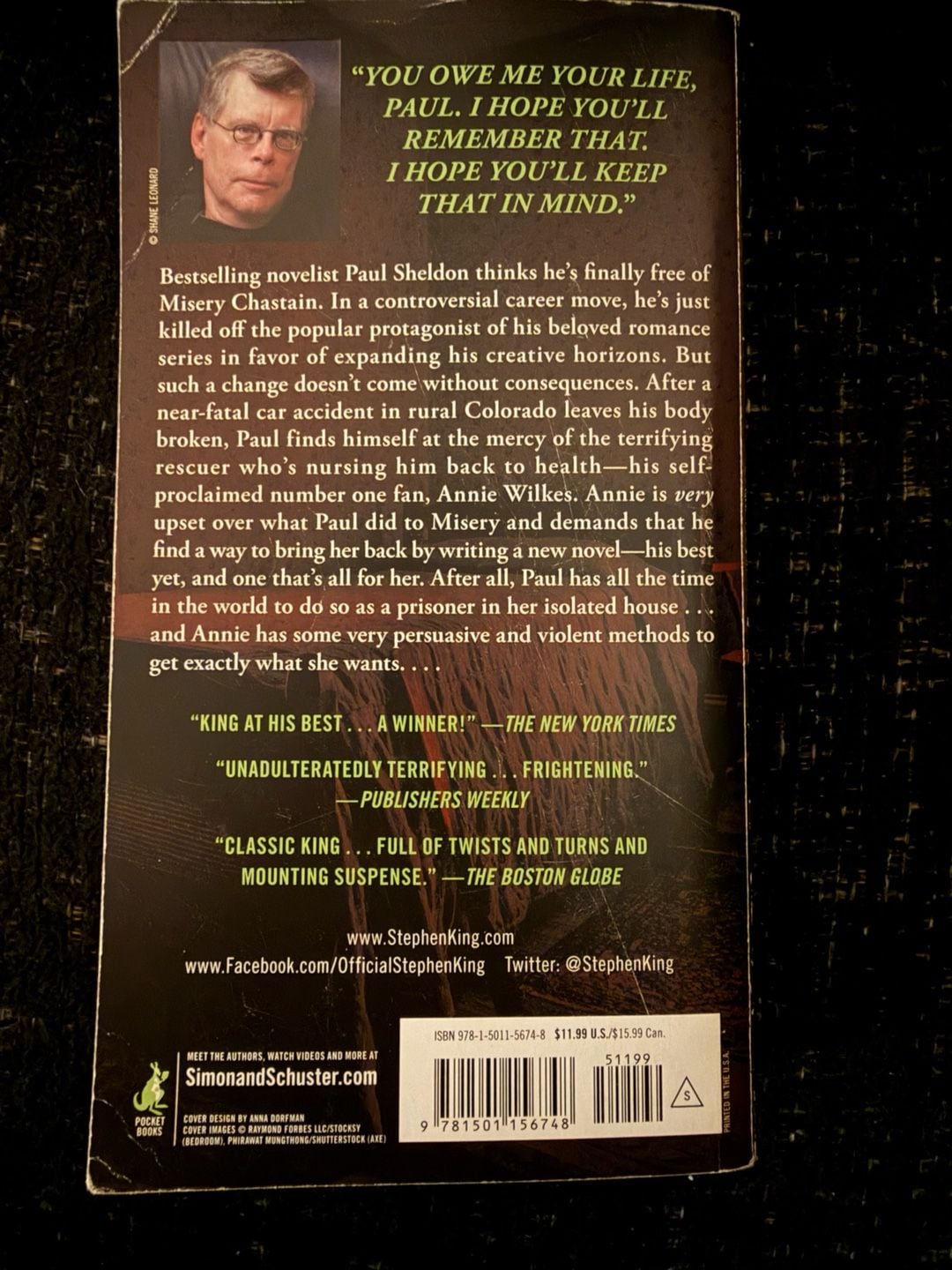 Stephen King Misery Paperback Novel 2