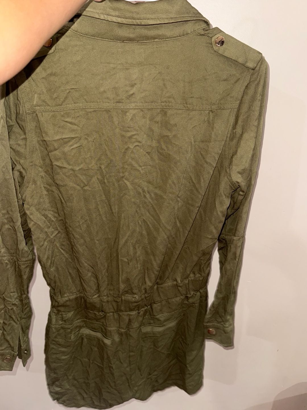 Dance & Marvel Romper Size S Olive Green Long Sleeve Utility 4