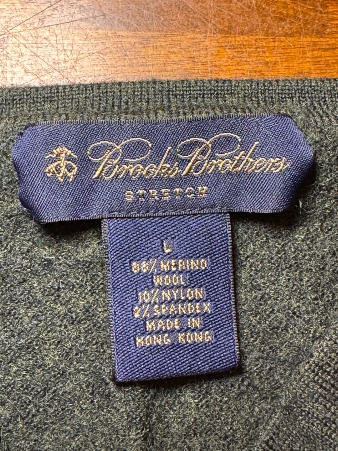Brooks Brothers Boys Large L Dark Forest Green Merino Wool Blend V-Neck Sweater 5