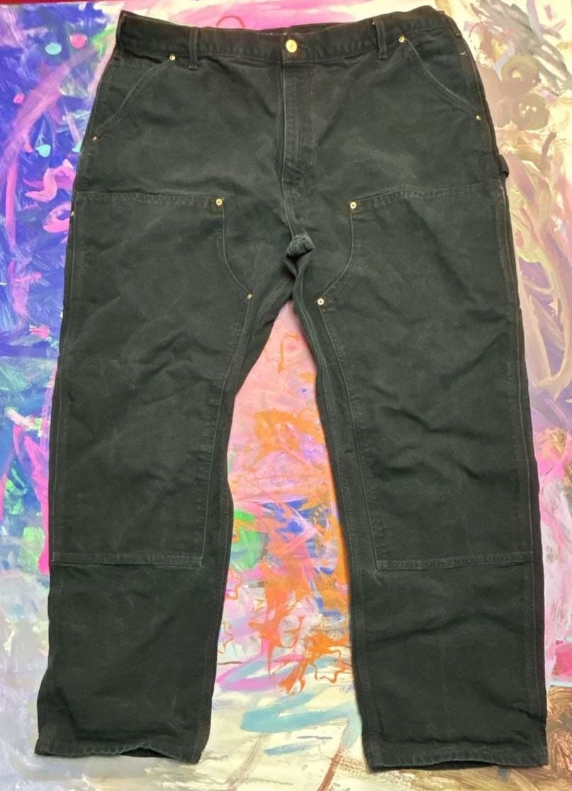 Carhartt B01 Double-Front Work Pants Size 42x32 Black Duck Cotton 2