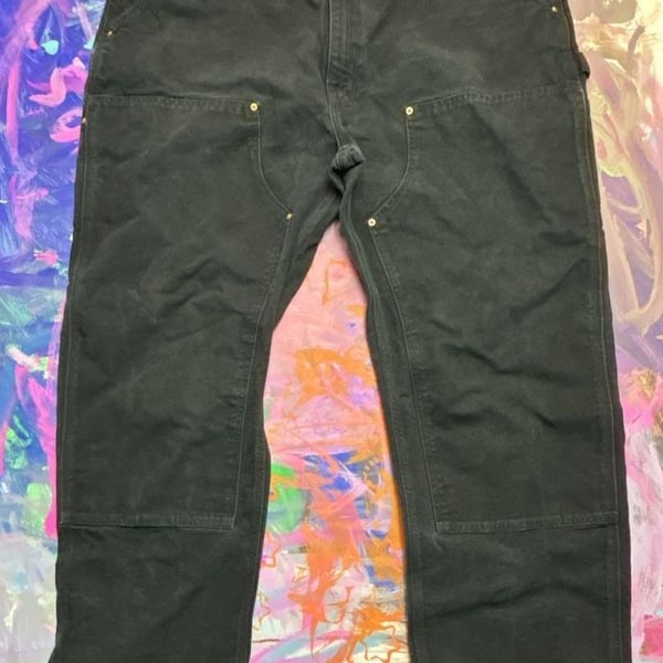 Carhartt B01 Double-Front Work Pants Size 42x32 Black Duck Cotton