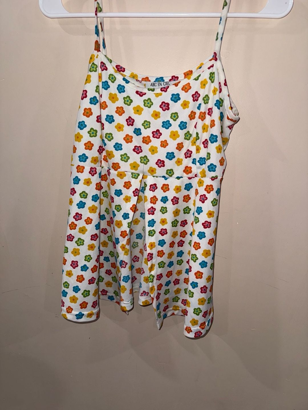 Arc En Ciel Cami Romper Size Medium Floral Print 90s Vintage 2