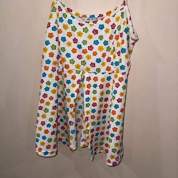 Arc En Ciel Cami Romper Size Medium Floral Print 90s Vintage