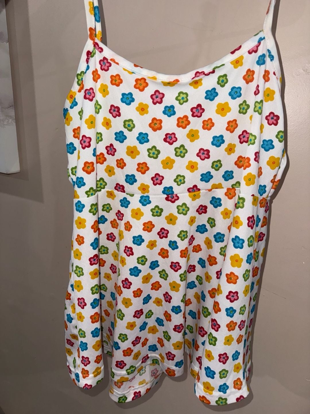 Arc En Ciel Cami Romper Size Medium Floral Print 90s Vintage 5