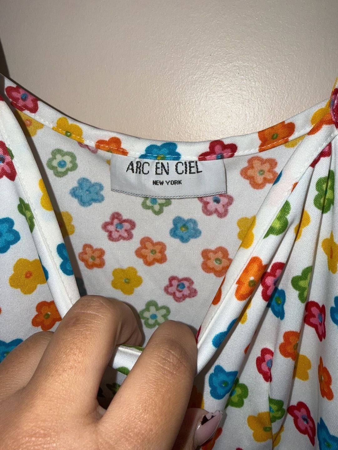 Arc En Ciel Cami Romper Size Medium Floral Print 90s Vintage 6