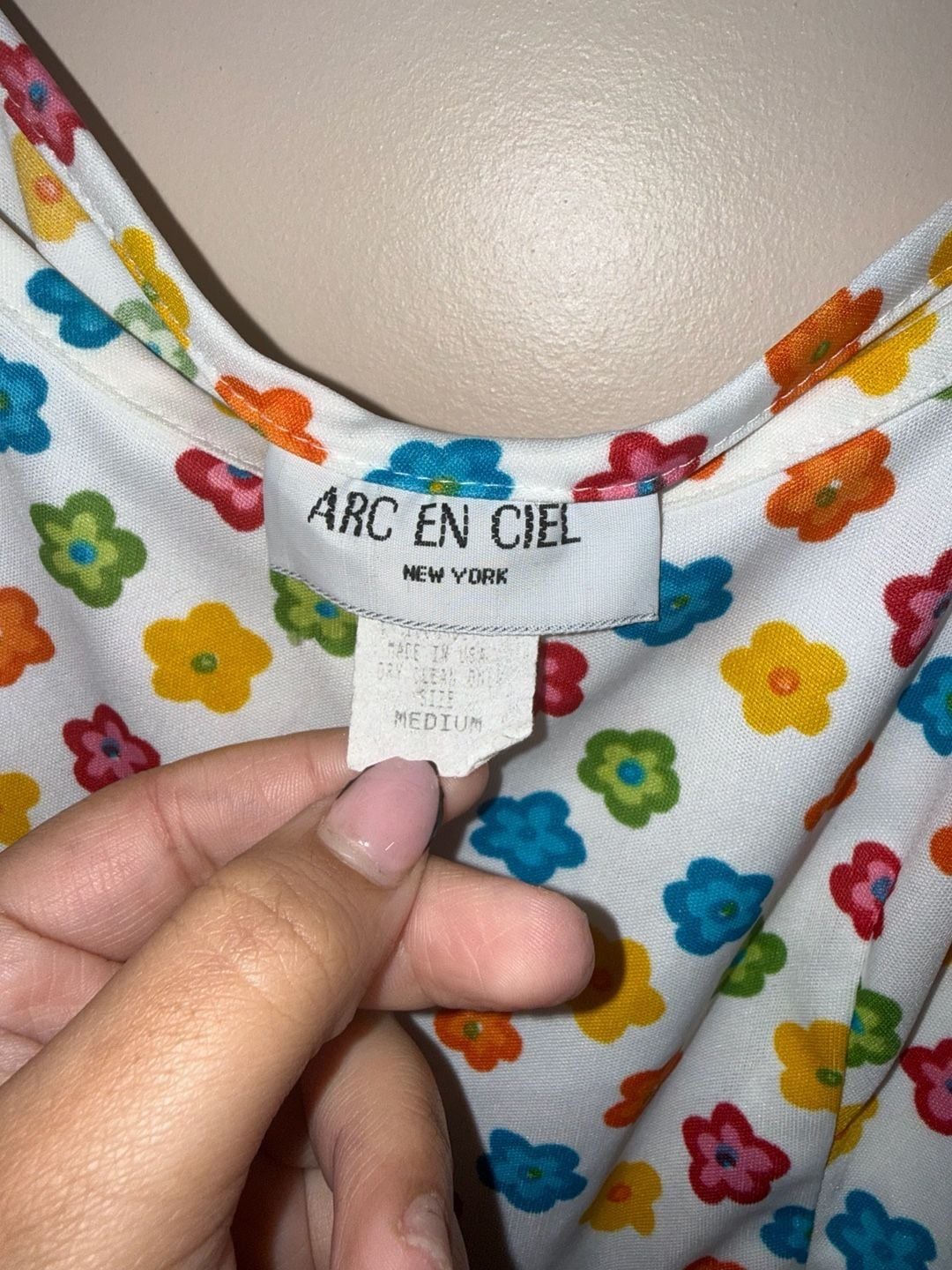Arc En Ciel Cami Romper Size Medium Floral Print 90s Vintage 4