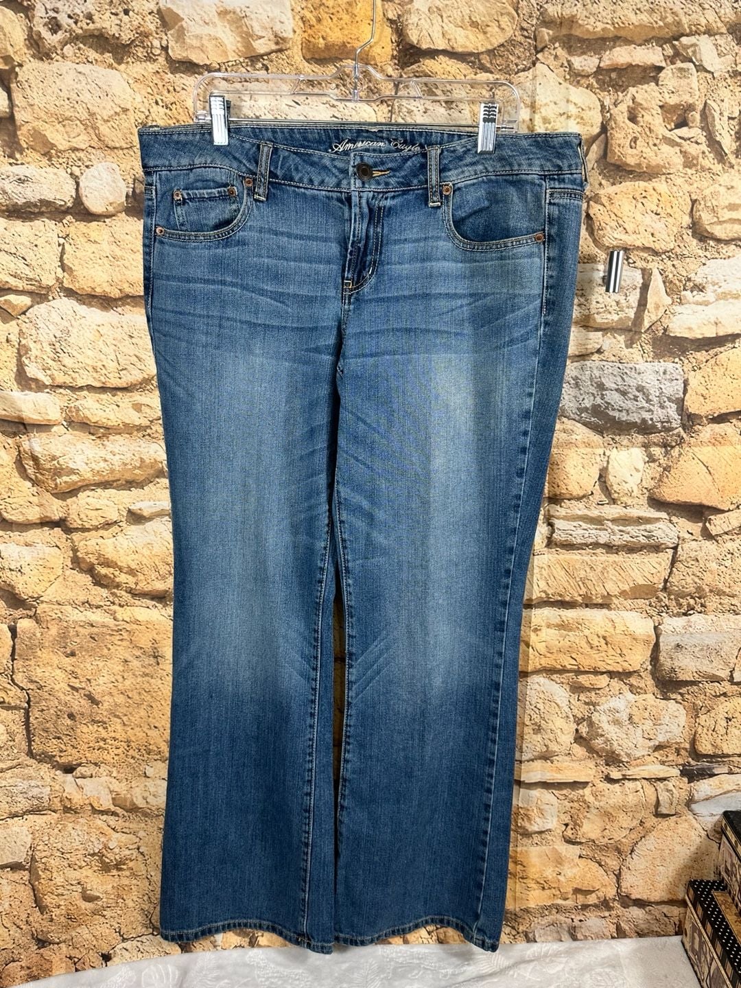 American Eagle Favorite Boyfriend Jeans Size 16 Long Blue Denim 2