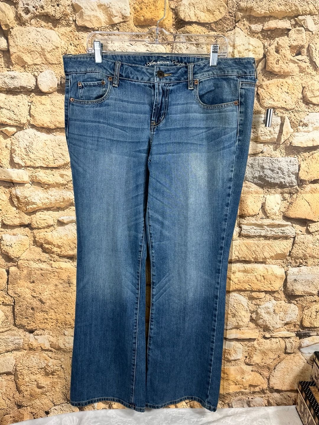 American Eagle Favorite Boyfriend Jeans Size 16 Long Blue Denim 7