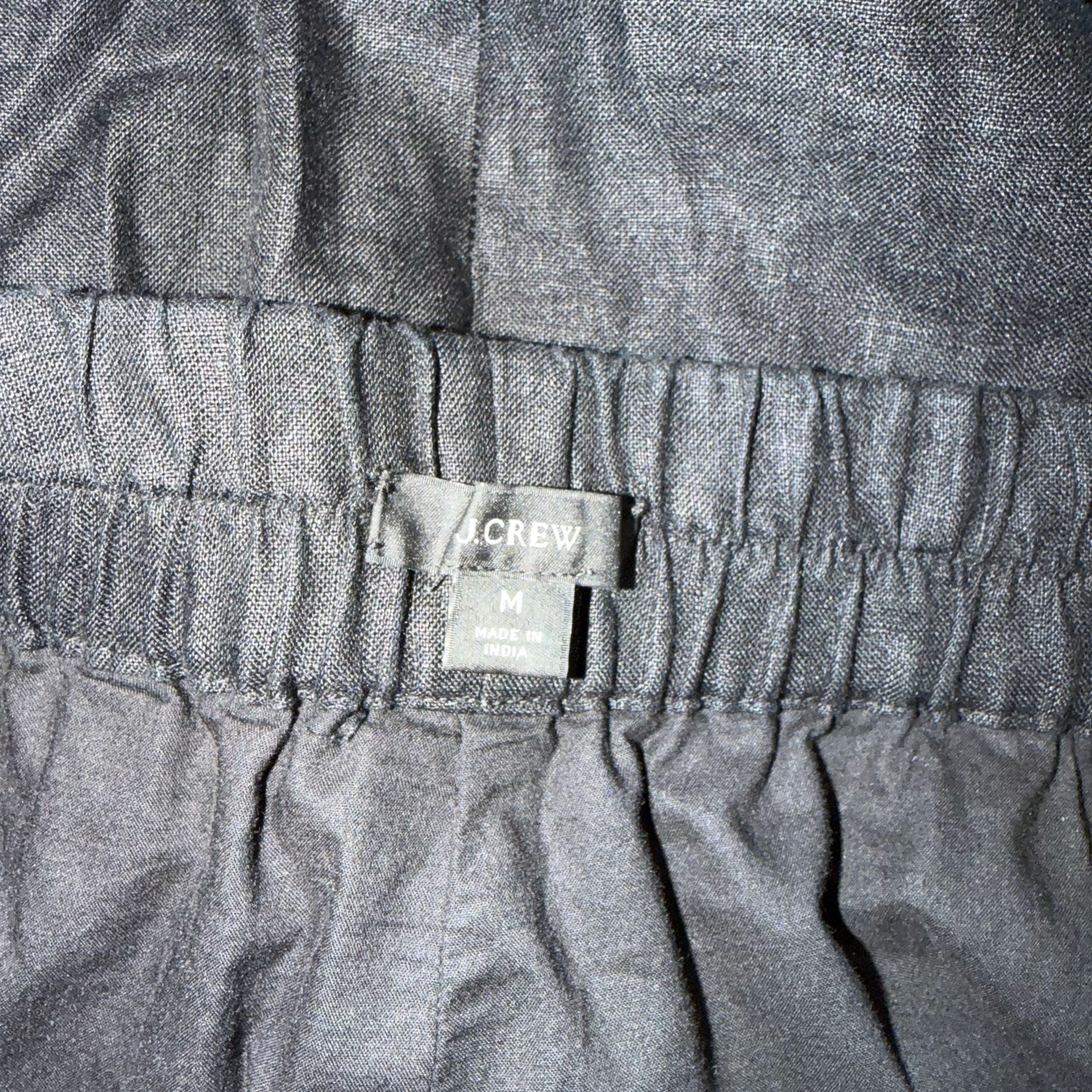 J. Crew 100% Linen Pull-On Skirt Black Elastic Waist Pocket 5