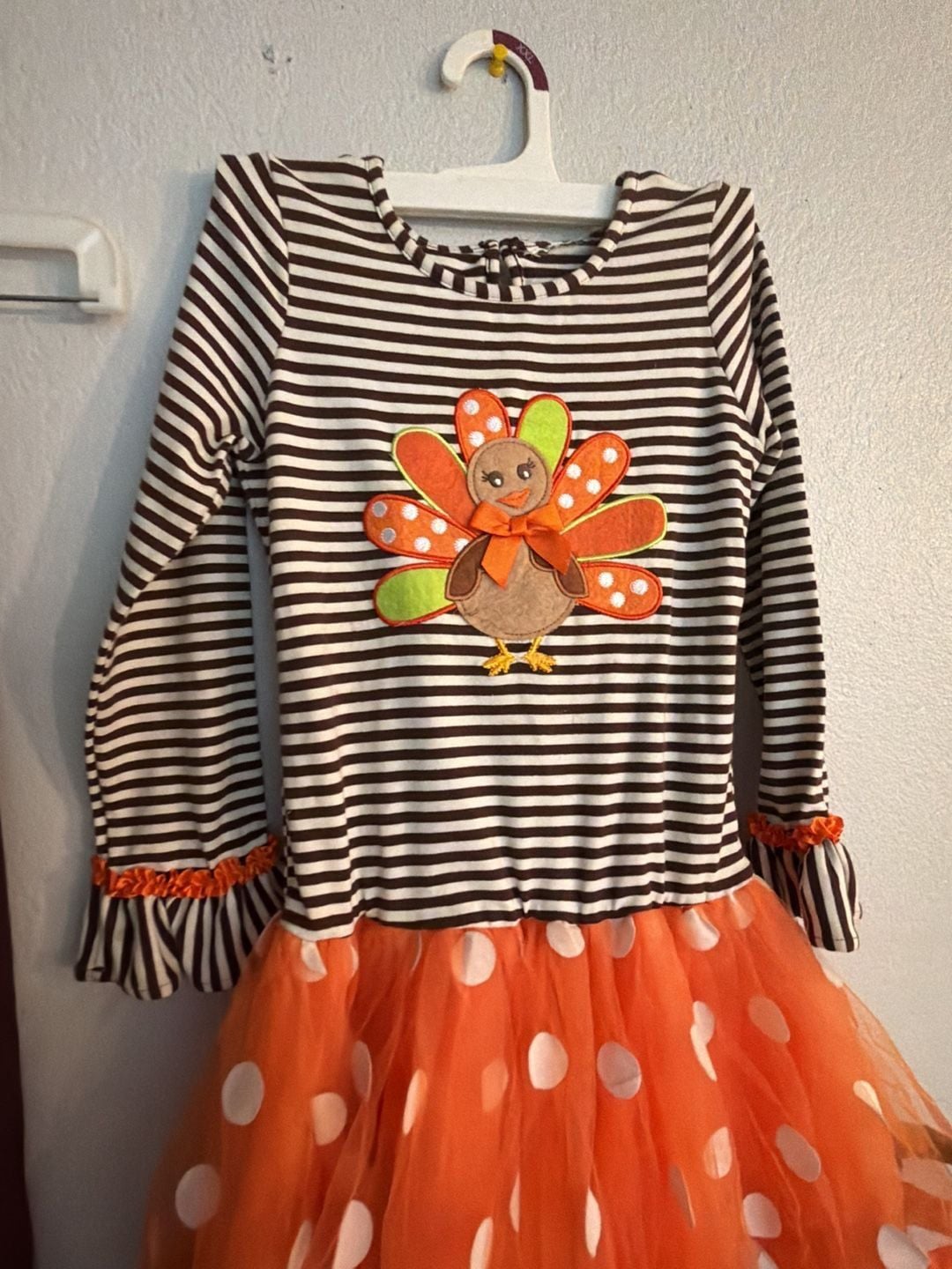 Blueberi Boulevard Thanksgiving Turkey Tutu Dress Set Brown Orange 2