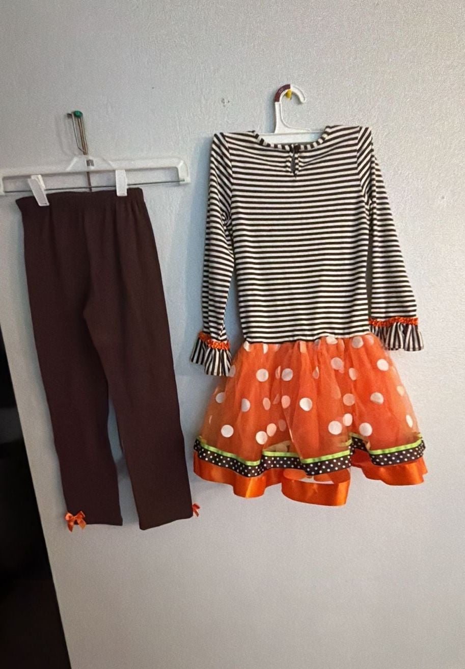 Blueberi Boulevard Thanksgiving Turkey Tutu Dress Set Brown Orange 5
