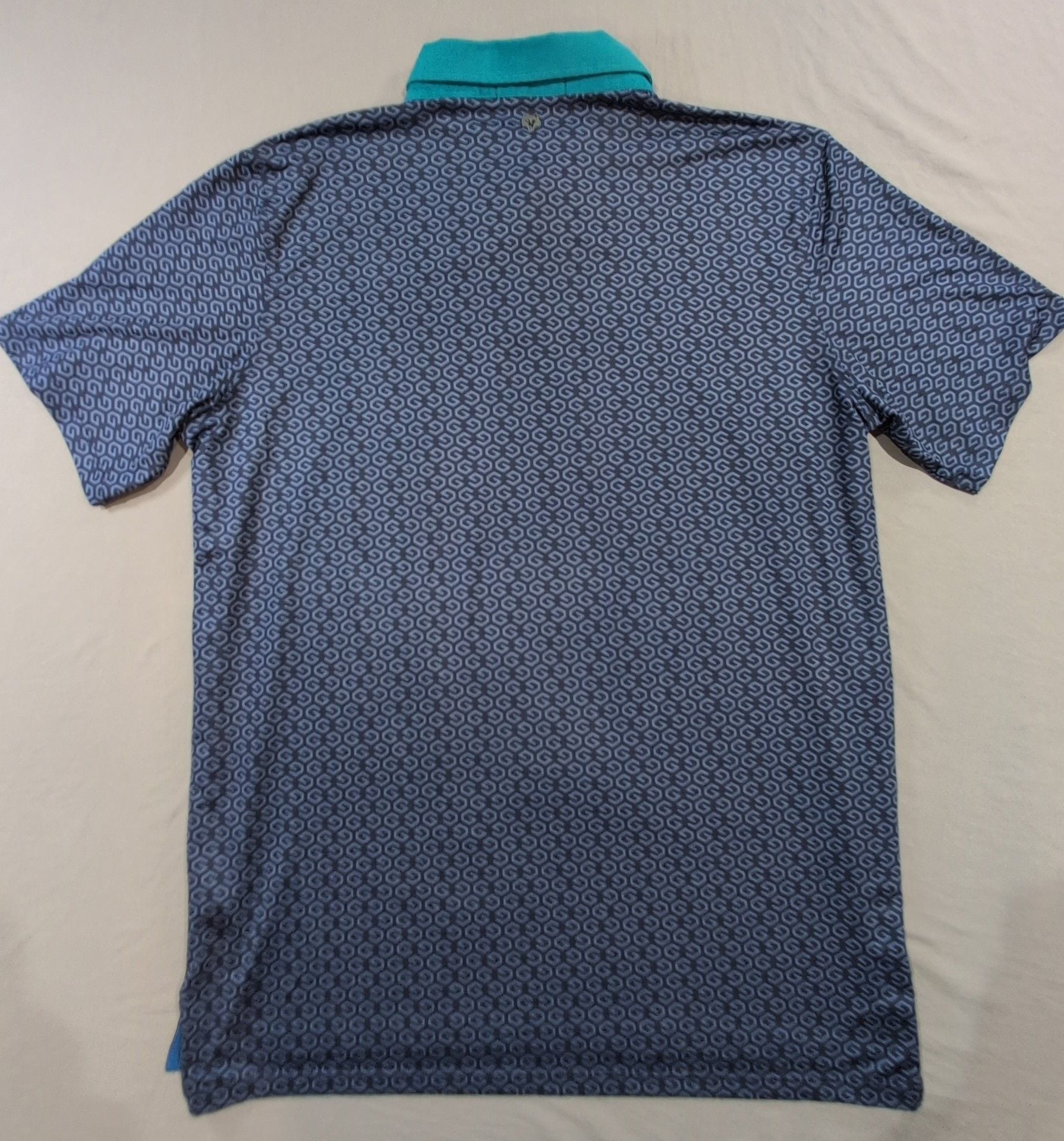 Greyson Ironwood Golf Polo Size L Blue Geometric Pattern Short Sleeve #Golf 7
