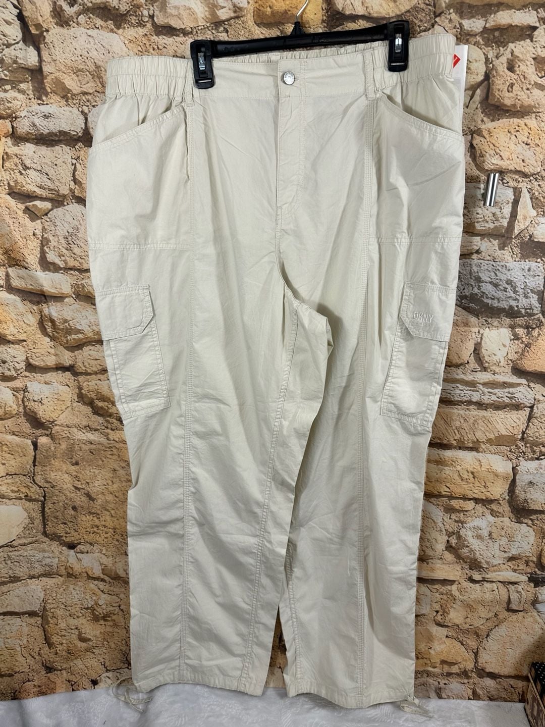 DKNY Cargo Pants Size 2X It City Khaki Utility Drawstring Waist 2