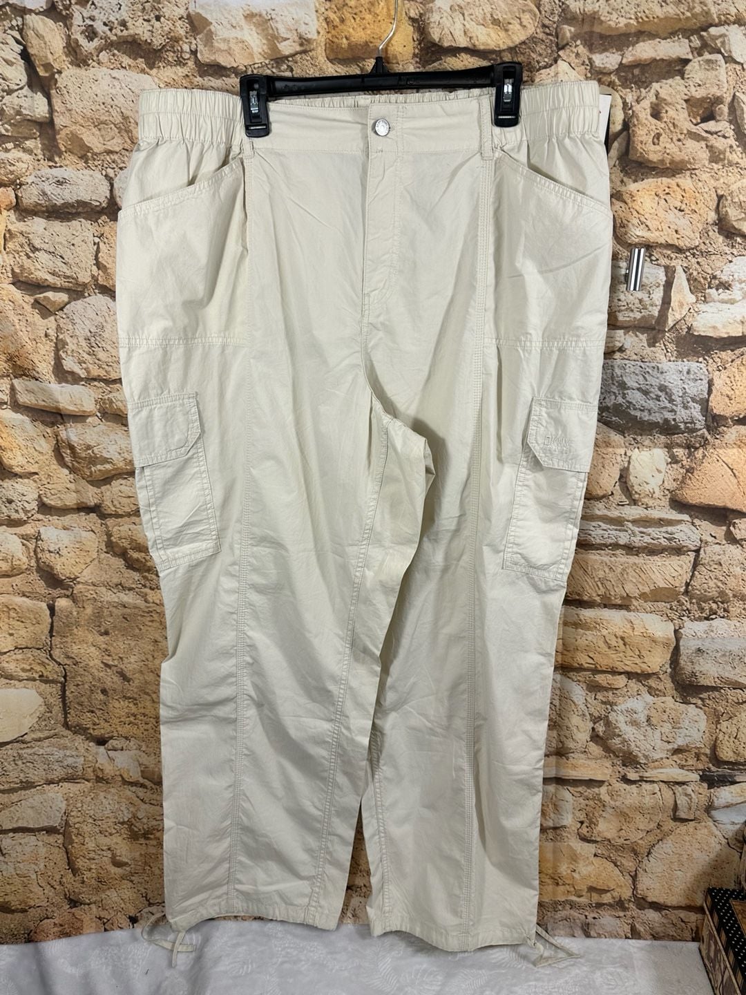 DKNY Cargo Pants Size 2X It City Khaki Utility Drawstring Waist 3