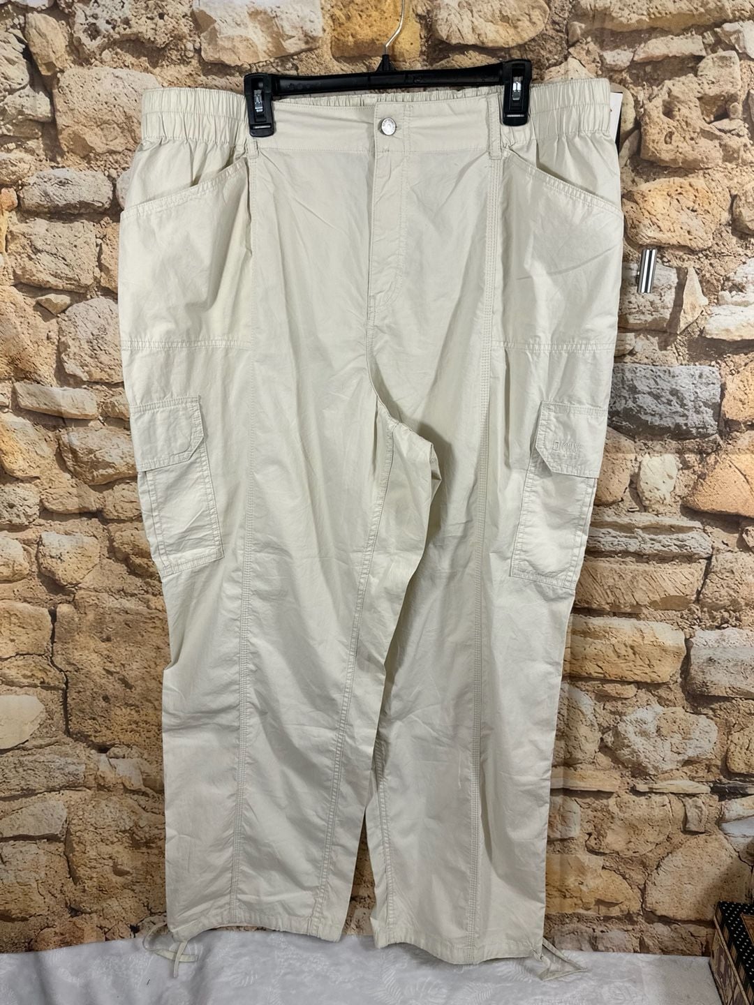 DKNY Cargo Pants Size 2X It City Khaki Utility Drawstring Waist 4