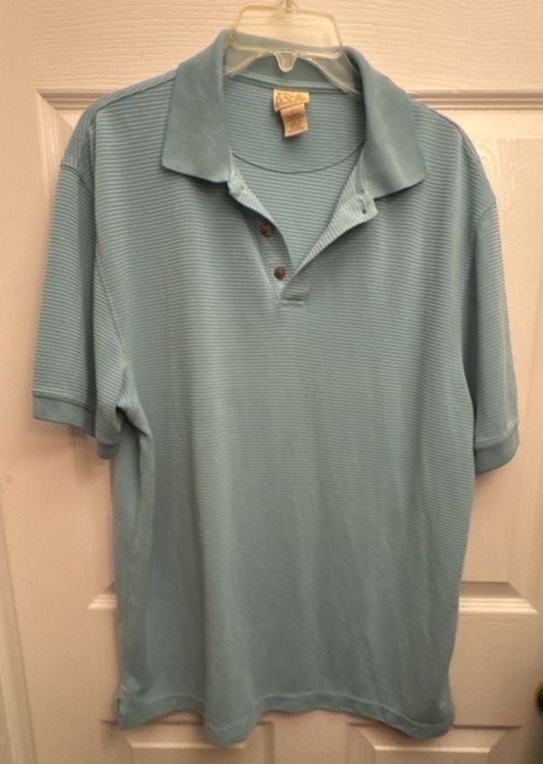 Jos. A. Bank Polo Shirt Size L Blue Striped Short Sleeve 2