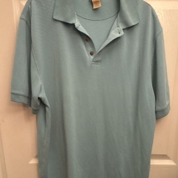 Jos. A. Bank Polo Shirt Size L Blue Striped Short Sleeve