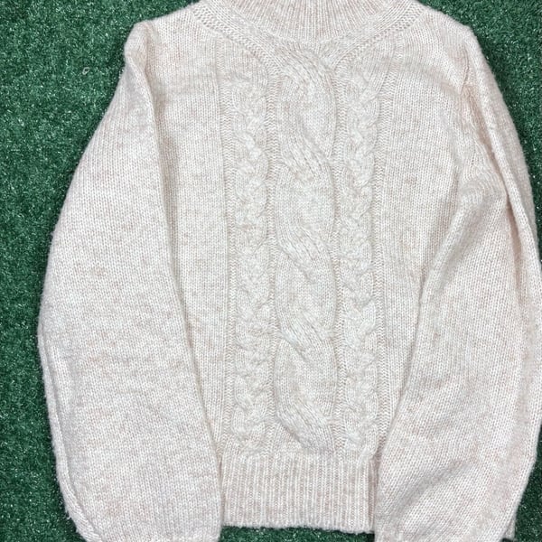Banana Republic Cable Knit Mock Neck Sweater Size XS Beige