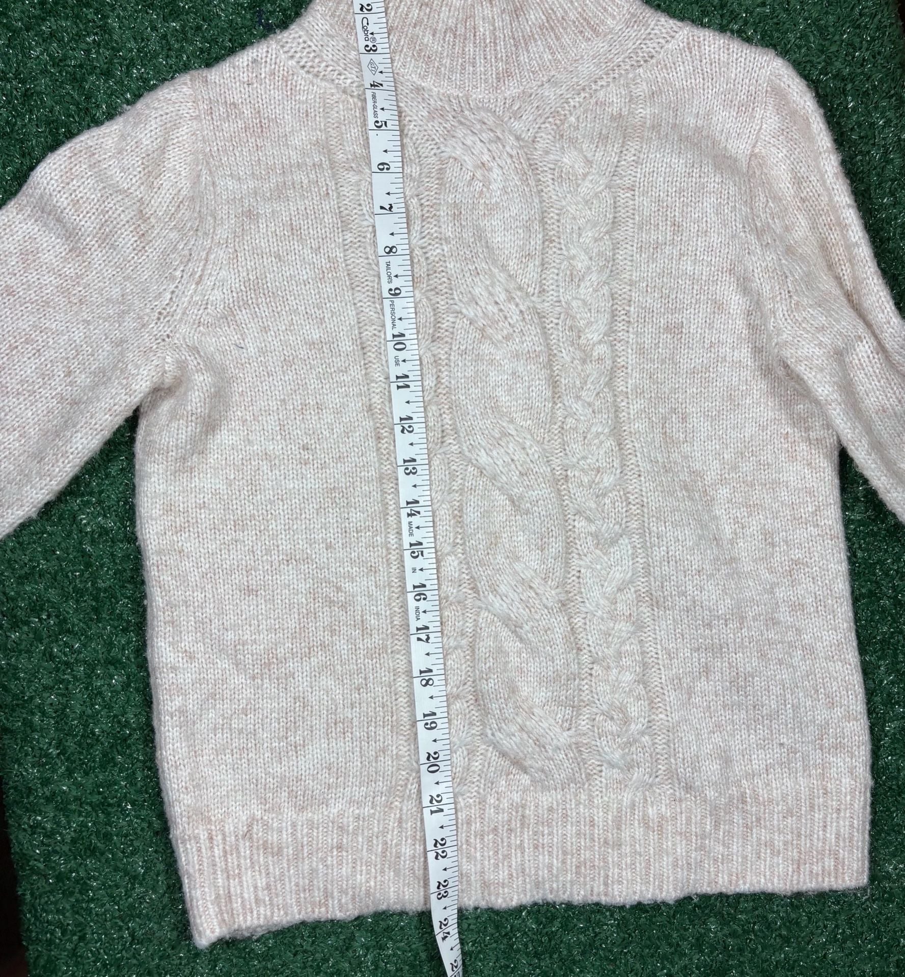 Banana Republic Cable Knit Mock Neck Sweater Size XS Beige 3