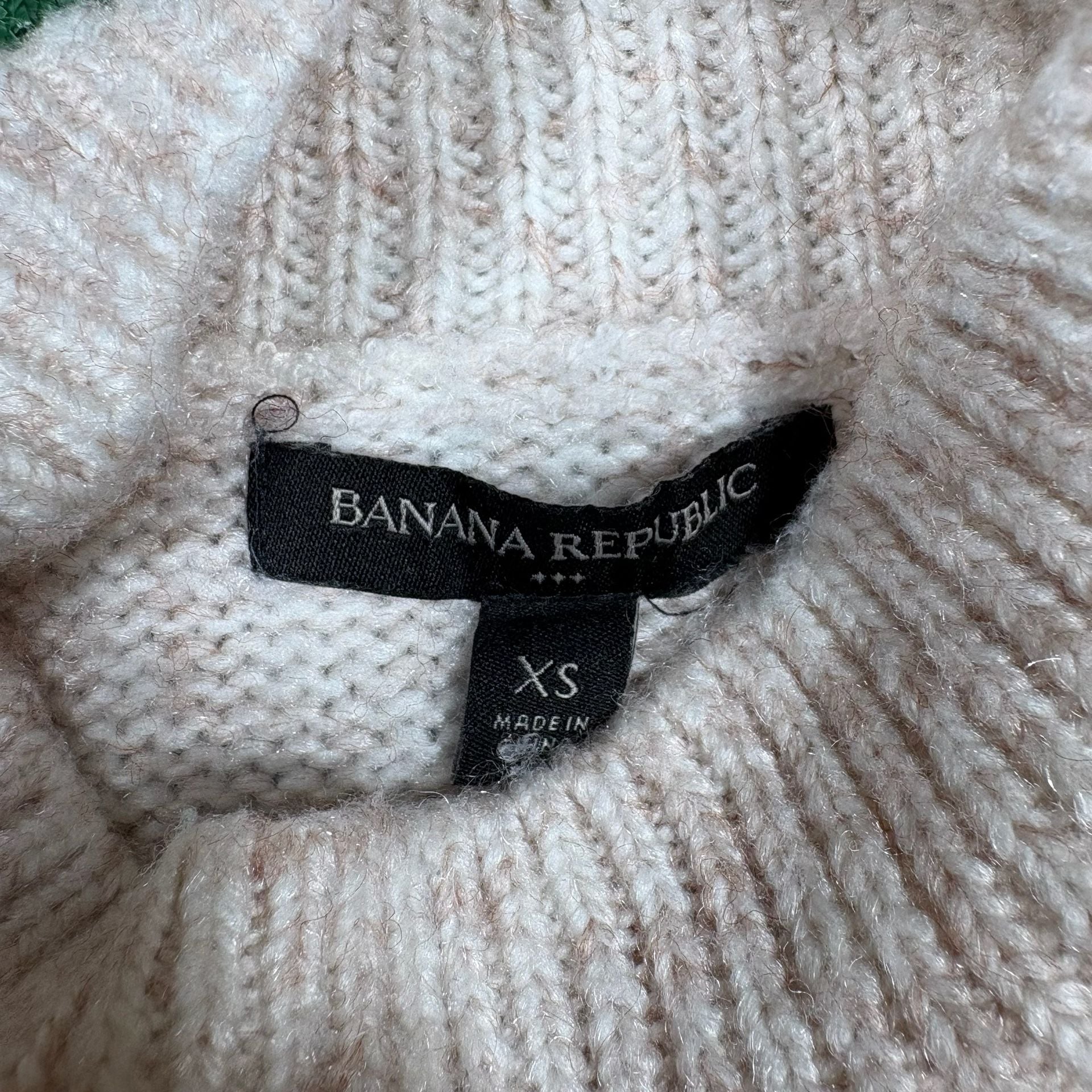 Banana Republic Cable Knit Mock Neck Sweater Size XS Beige 6
