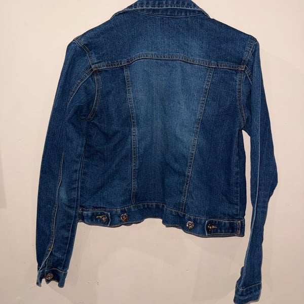 NoFuze Denim Jacket Size S Blue Cotton Stretch Button Up