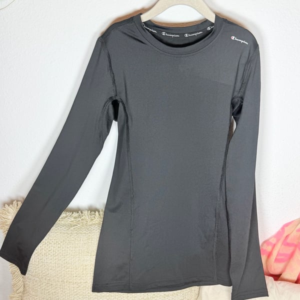 Champion Long Sleeve Compression Shirt Size L Black Athletic