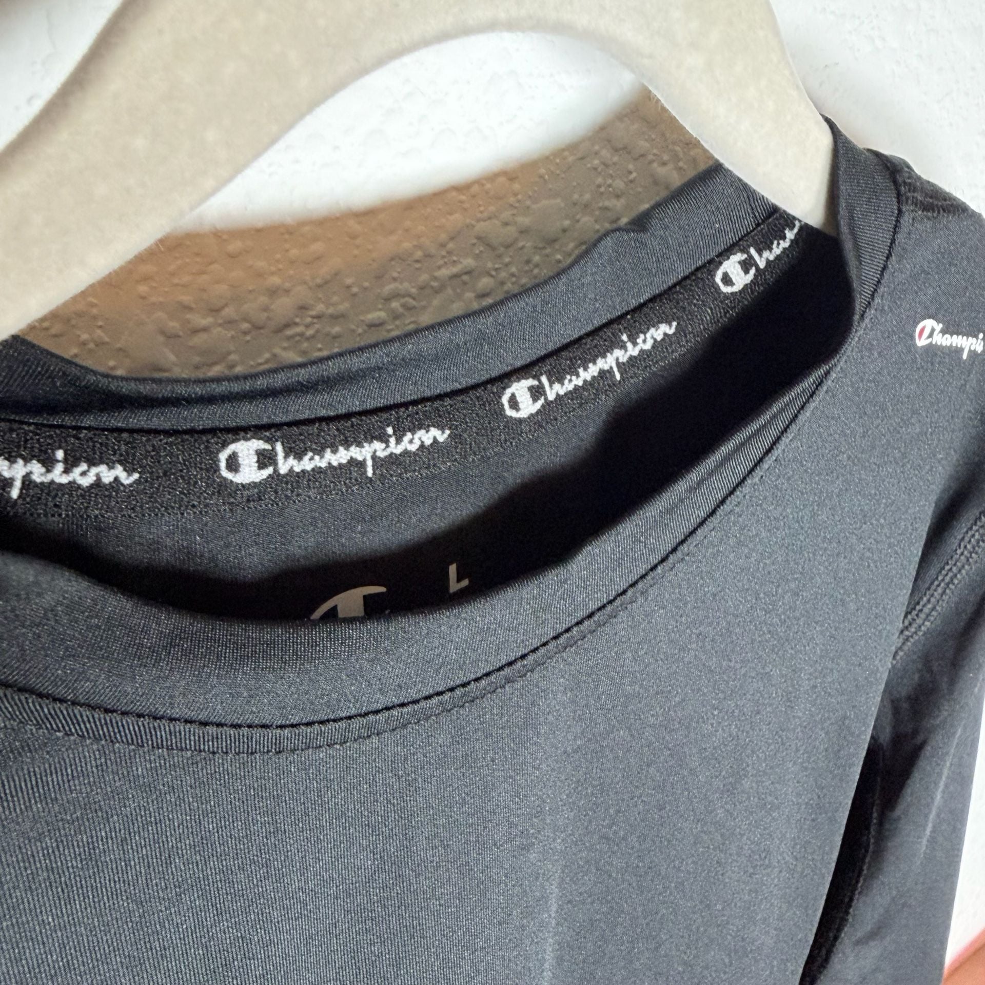 Champion Long Sleeve Compression Shirt Size L Black Athletic 7