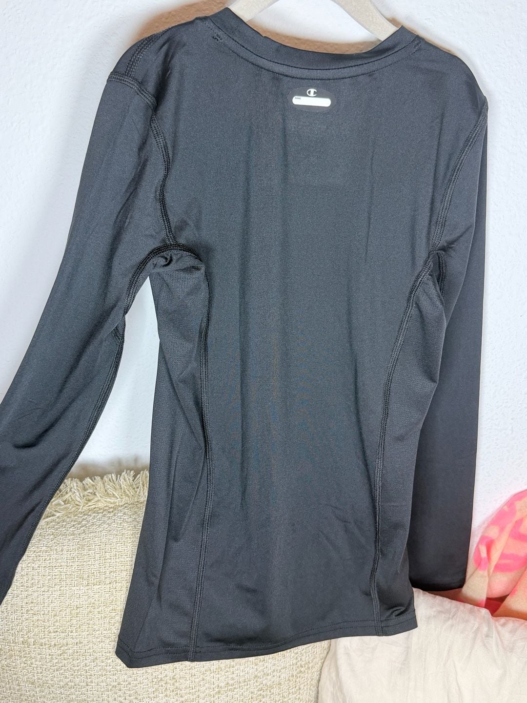 Champion Long Sleeve Compression Shirt Size L Black Athletic 8