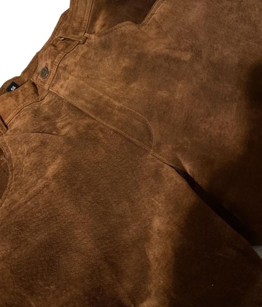 Vintage Genuine leather/suede feeling. Brown Pants USA 46 Men’s waiste 46/30. Pants have weight to them  8