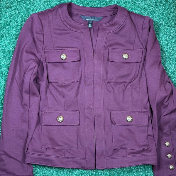 White House Black Market Jacket Size 6 Purple Gold Button Blazer