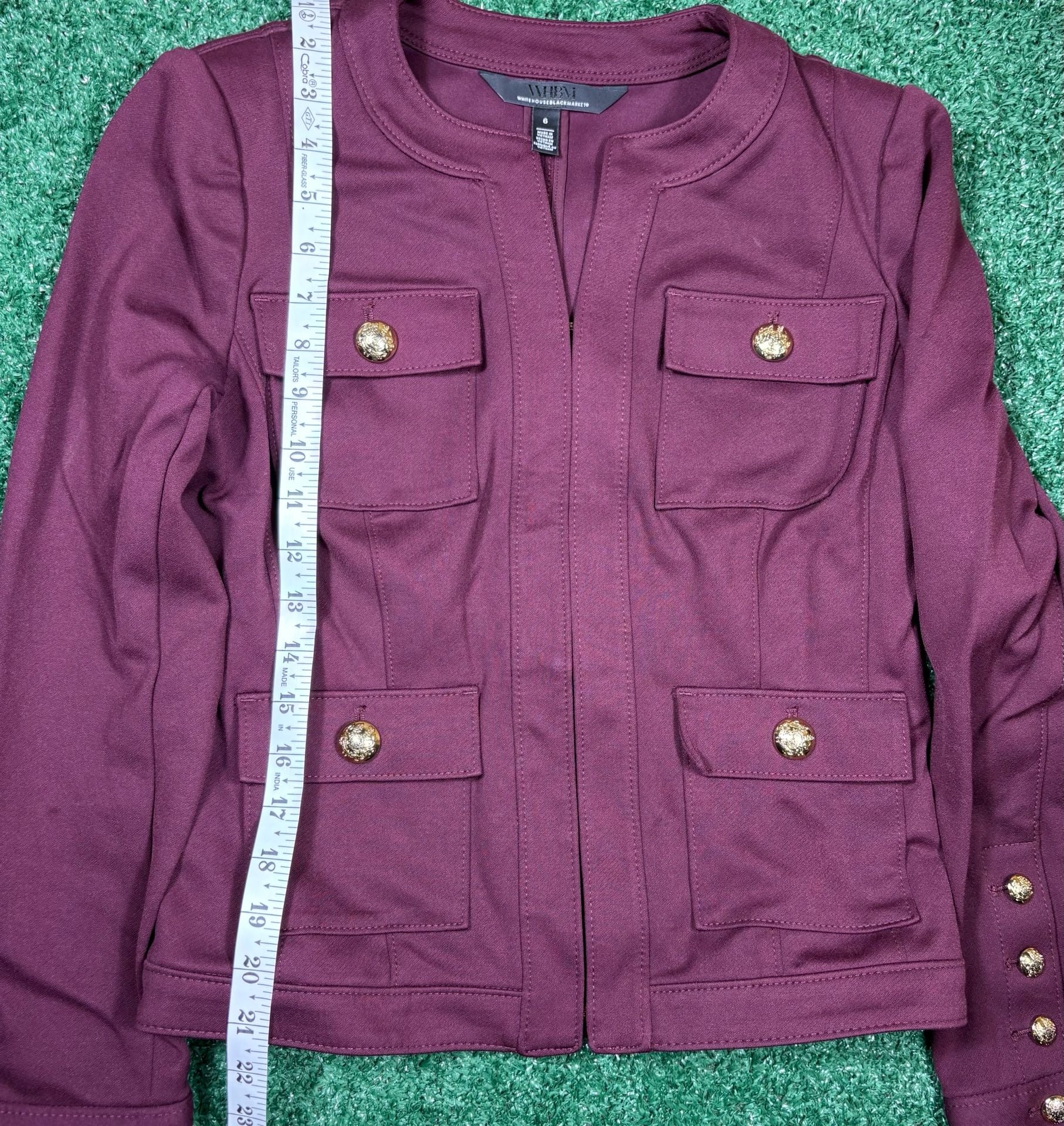 White House Black Market Jacket Size 6 Purple Gold Button Blazer 3