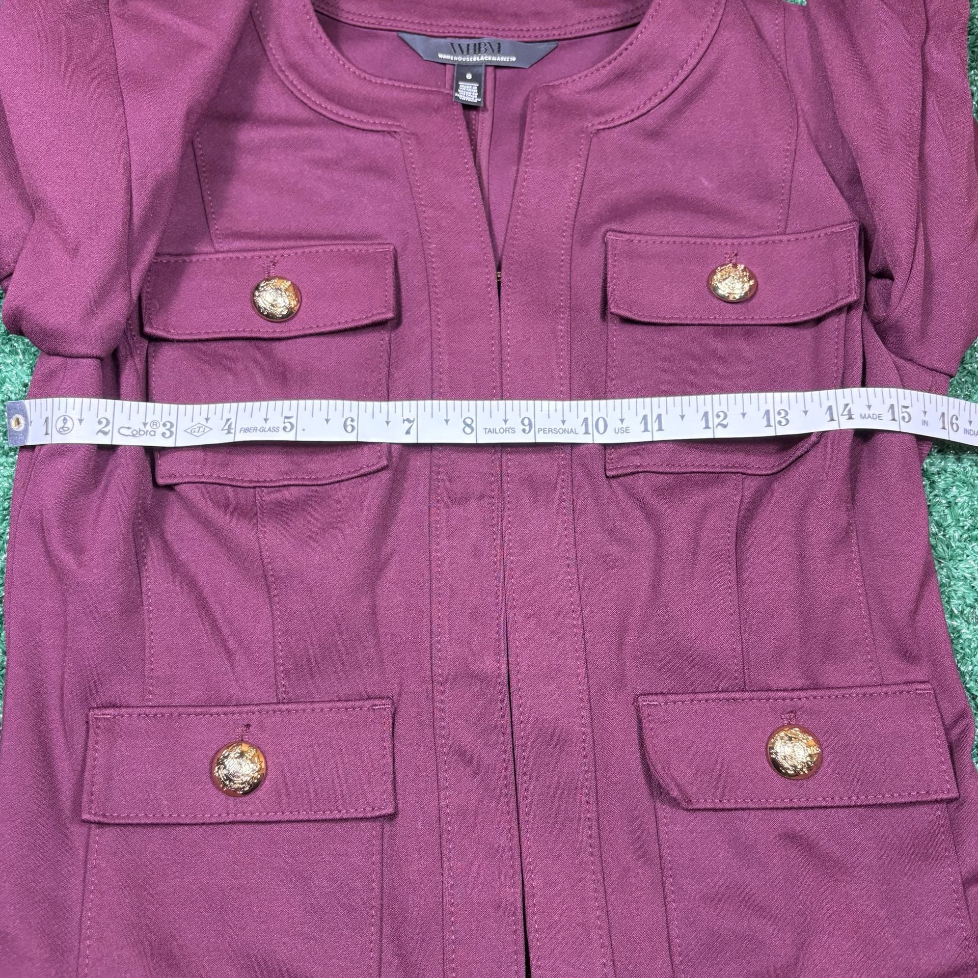 White House Black Market Jacket Size 6 Purple Gold Button Blazer 4