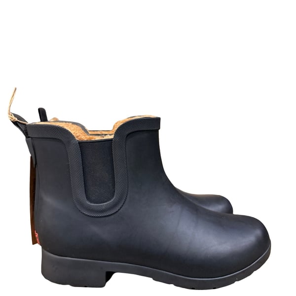 Chooka Chelsea Rain Boots Size 8 Black Faux Fur Lined