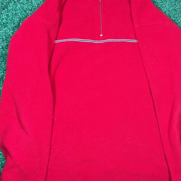Club Athlete Half Zip Fleece Size L Red Polyester Pullover Sweater