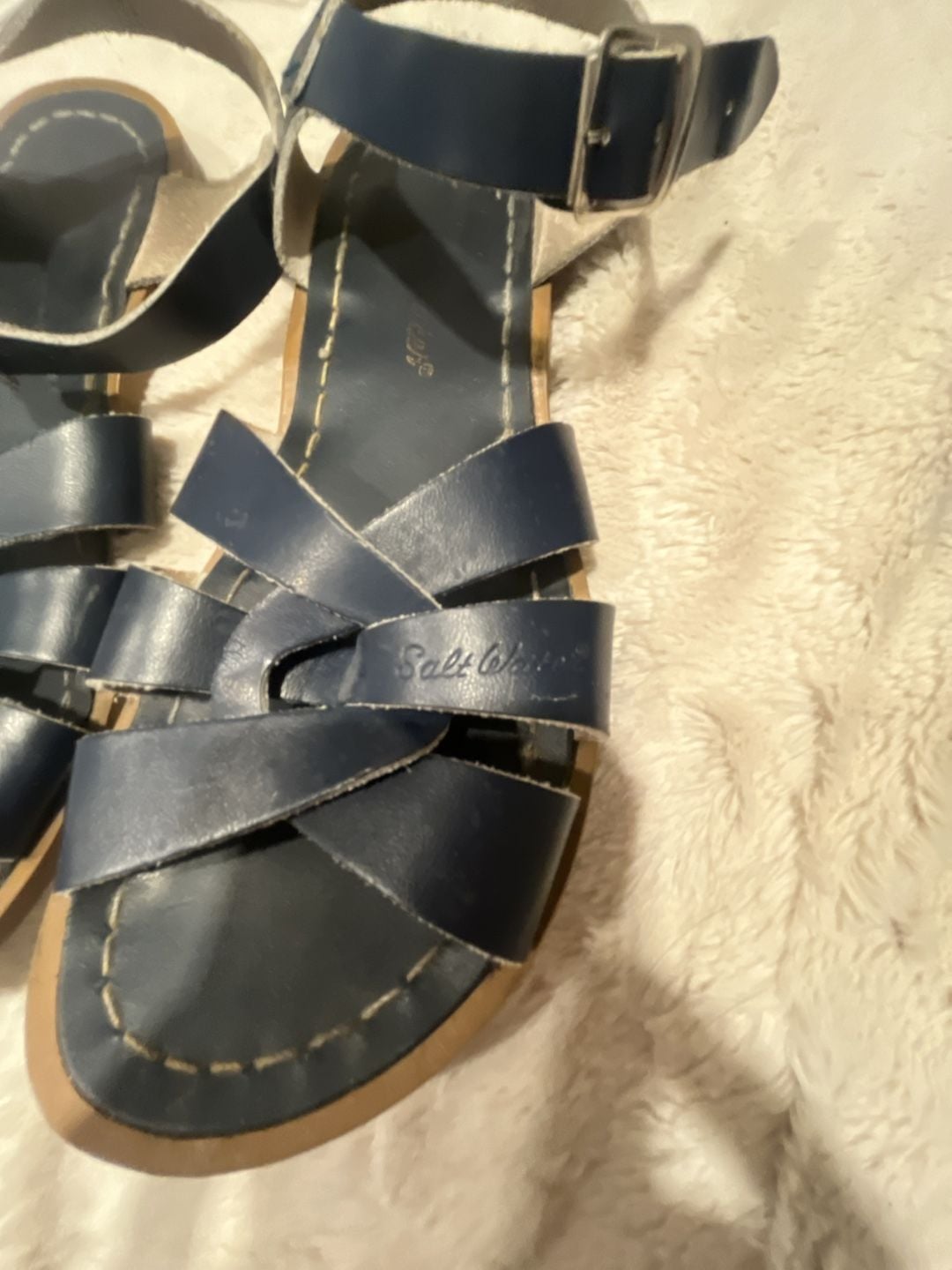 Salt Water Original Sandal Size 8 Big Kid Navy Blue Leather Sandals 3