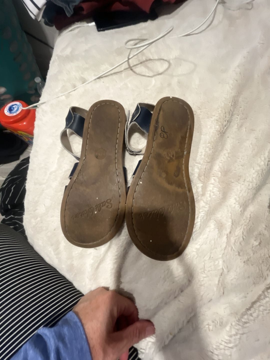 Salt Water Original Sandal Size 8 Big Kid Navy Blue Leather Sandals 5
