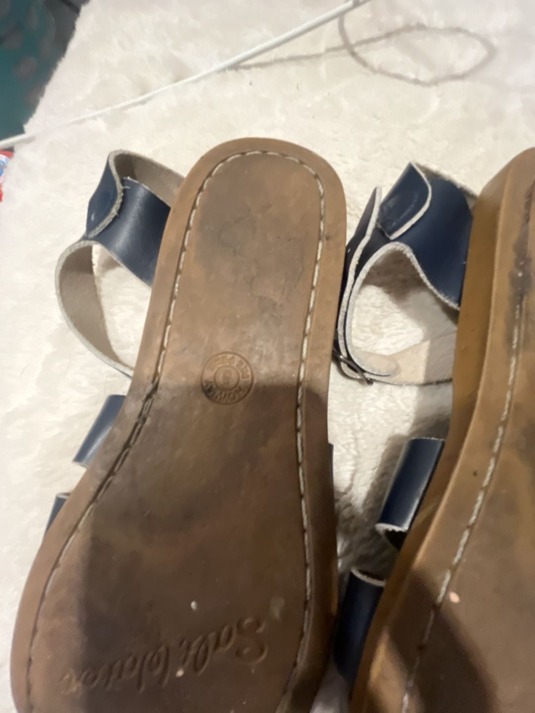 Salt Water Original Sandal Size 8 Big Kid Navy Blue Leather Sandals 6
