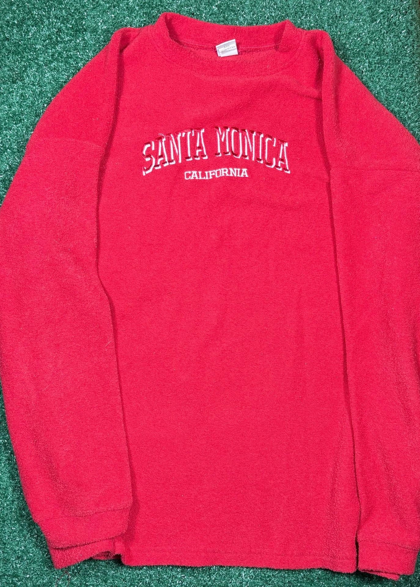 US Sport Wear Santa Monica California Sweatshirt Size XXL Red Terrycloth 2